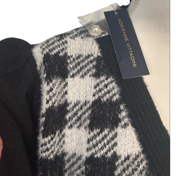 Adrienne Vittadini Eyelash w/Pearl Button Puff Shoulder Elegant Cardigan NWT Med - Picture 3 of 10